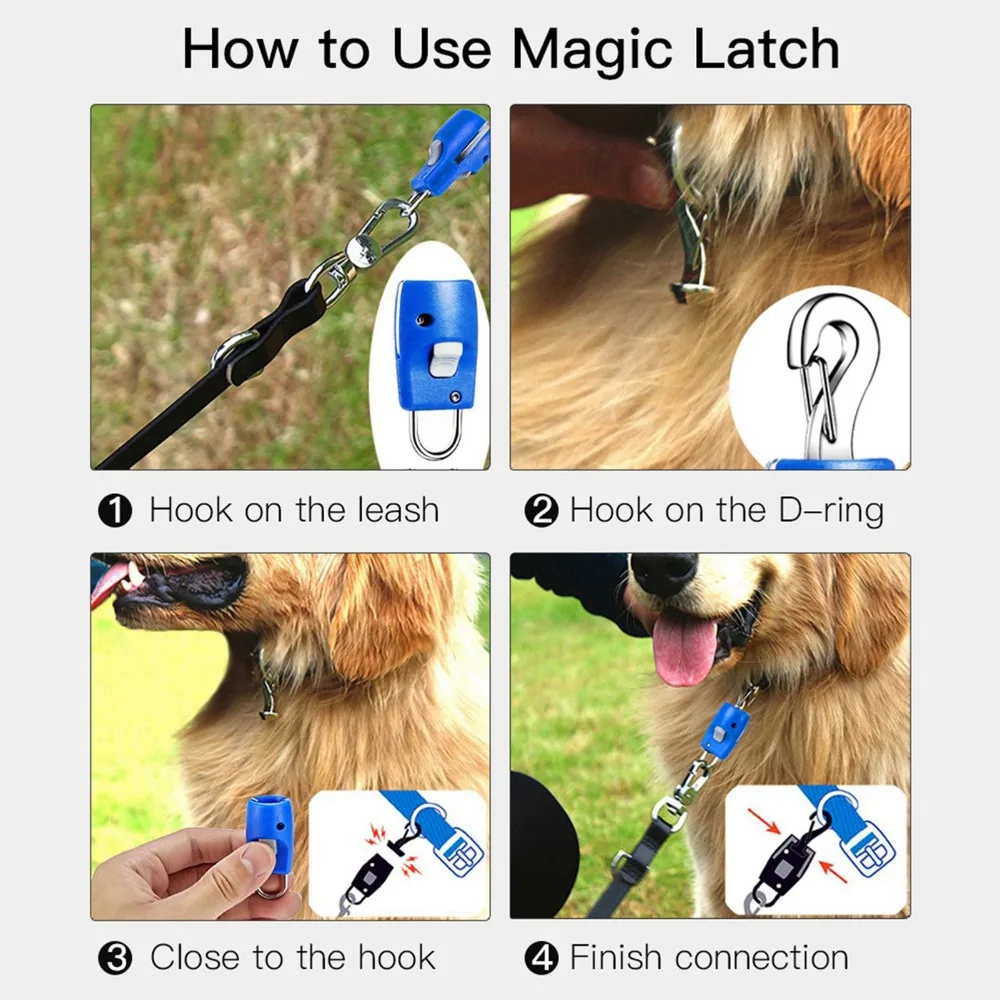 Auto Lock Dog Snap Buckle Bright Blue Sturdy Clasp Pet Quick Connect Buckle Quick Release One Click Attach Pet Walking Buckle