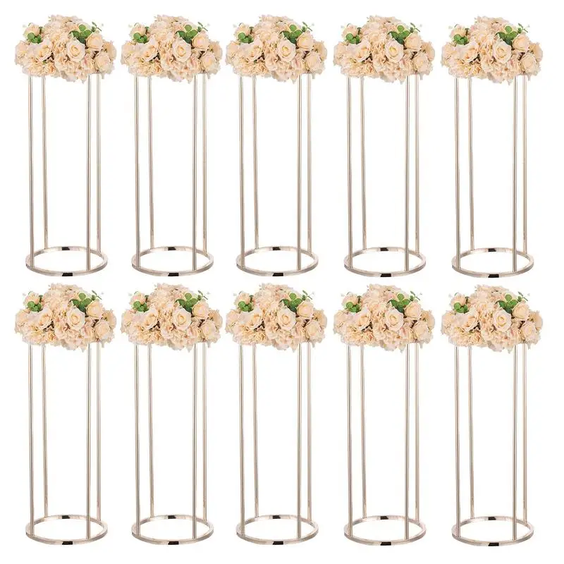 

Column Vase For Wedding 10pcs Metal Wedding Vase Column Cylinder Centerpiece Flower Display Rack Floor Vase Geometric Floral