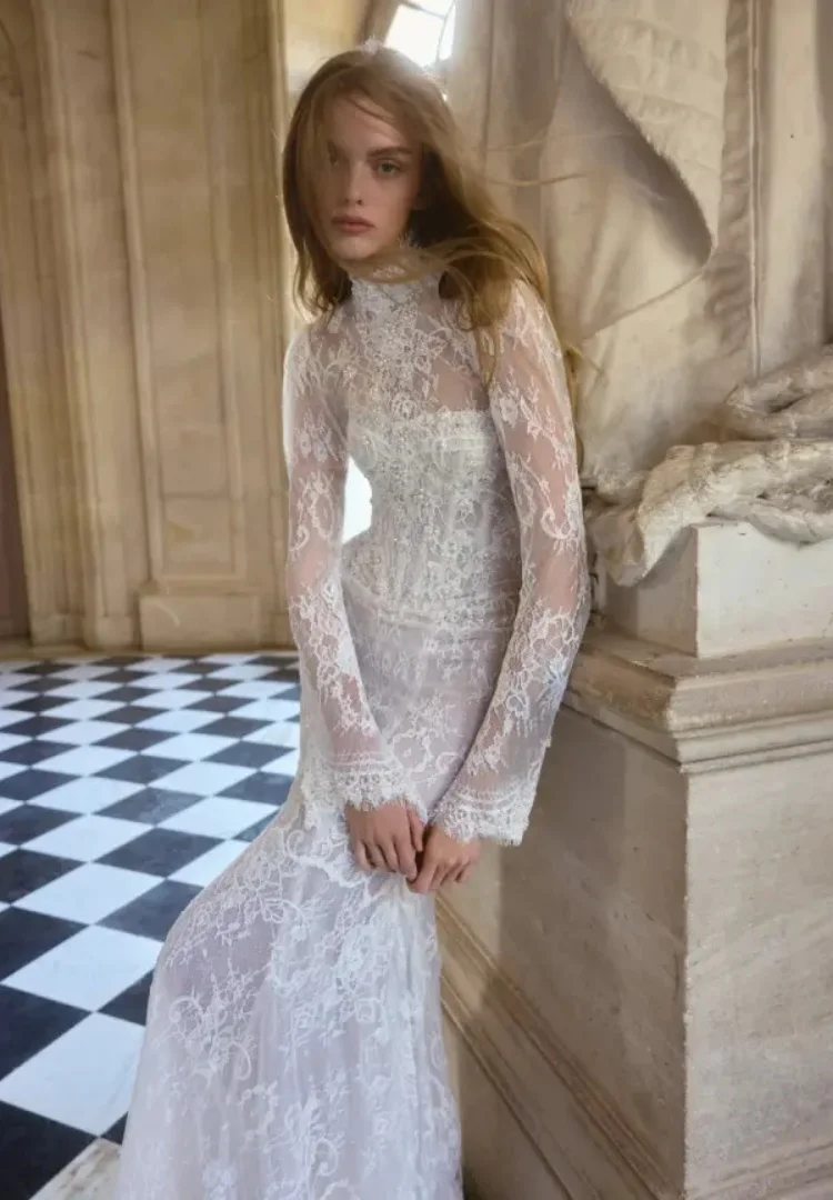 Mermaid Wedding Dress Lace Luxury Vestido De Novia Manga Larga Civil Guest Curvy Vestidos Feminino Elegante Para Casamento White
