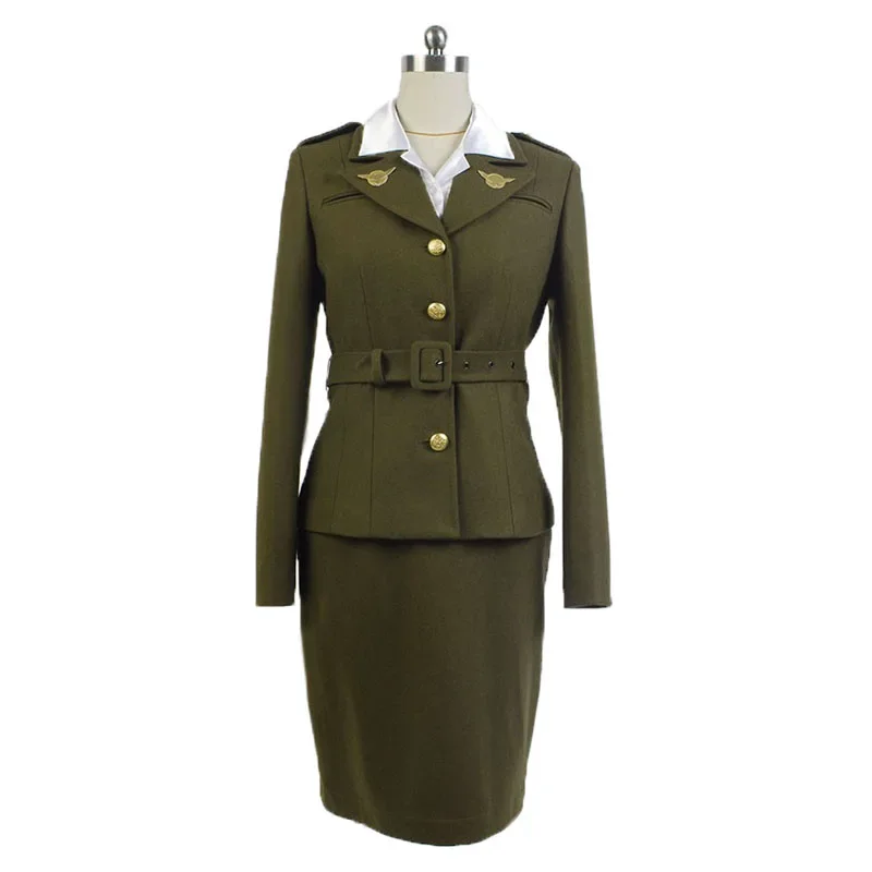 Agent Peggy Carter Cosplay Costume Uniform Full Set For Adult Women 2 Colors PA4799