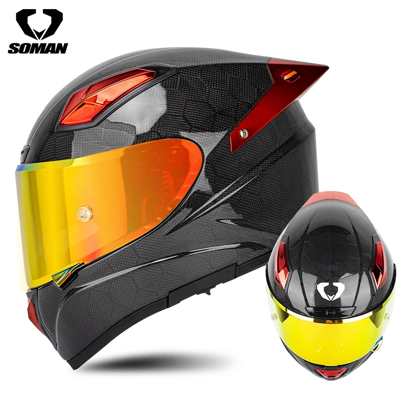 

New carbon fiber motorcycle electric car men and women full helmet full-coverage personalized motorcycle four-season running hel