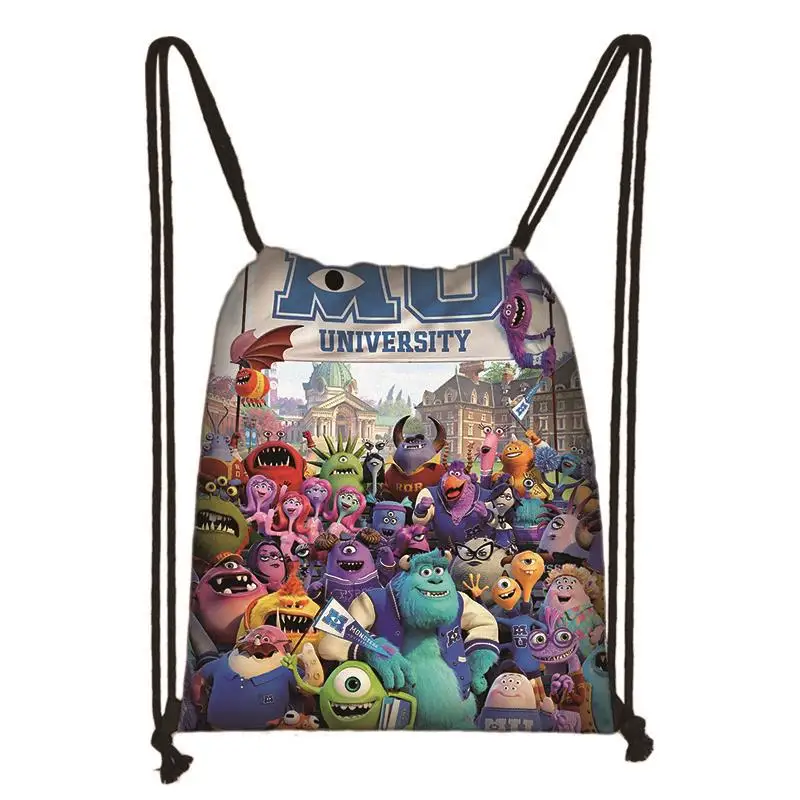 Disney Monsters-Bolso con cordón de la universidad para niños y niñas, bolsa informal diaria, mochila con cordón, bolsa de almacenamiento, bolsas de playa y compras