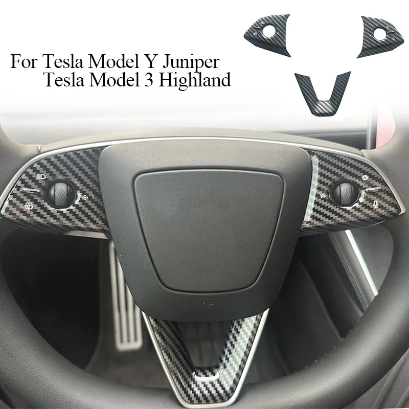 

Car Steering Wheel Button Stickers for Tesla Model 3 Highland Model Y Juniper Model YL 2025 Interior Trim Decorative Accessories