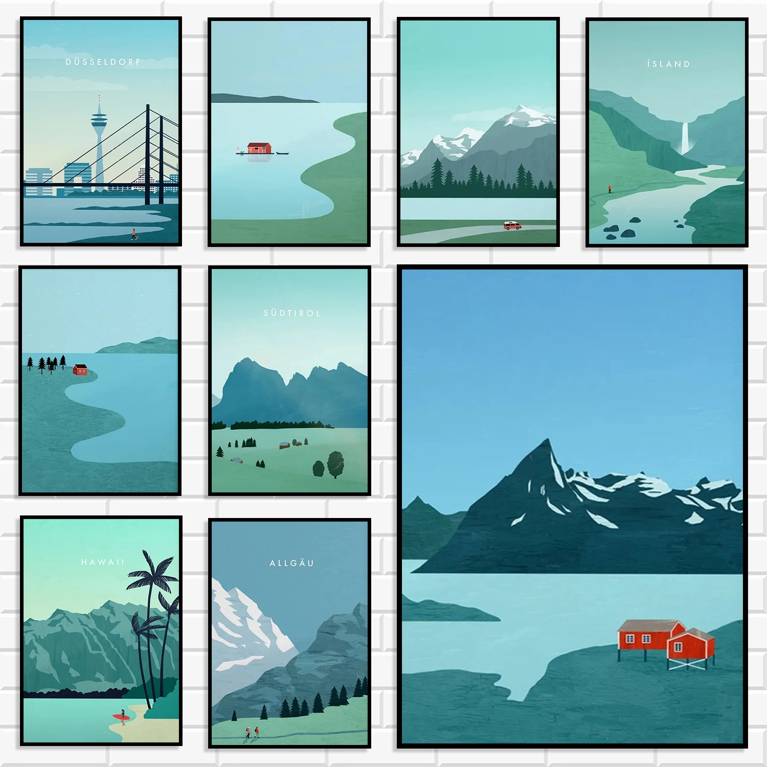 

Minimalist Mountain Lake Travel Canvas Wall Art Set Nordic Nature Scenic Landscape Poster for Living Room Bedroom Home Decor