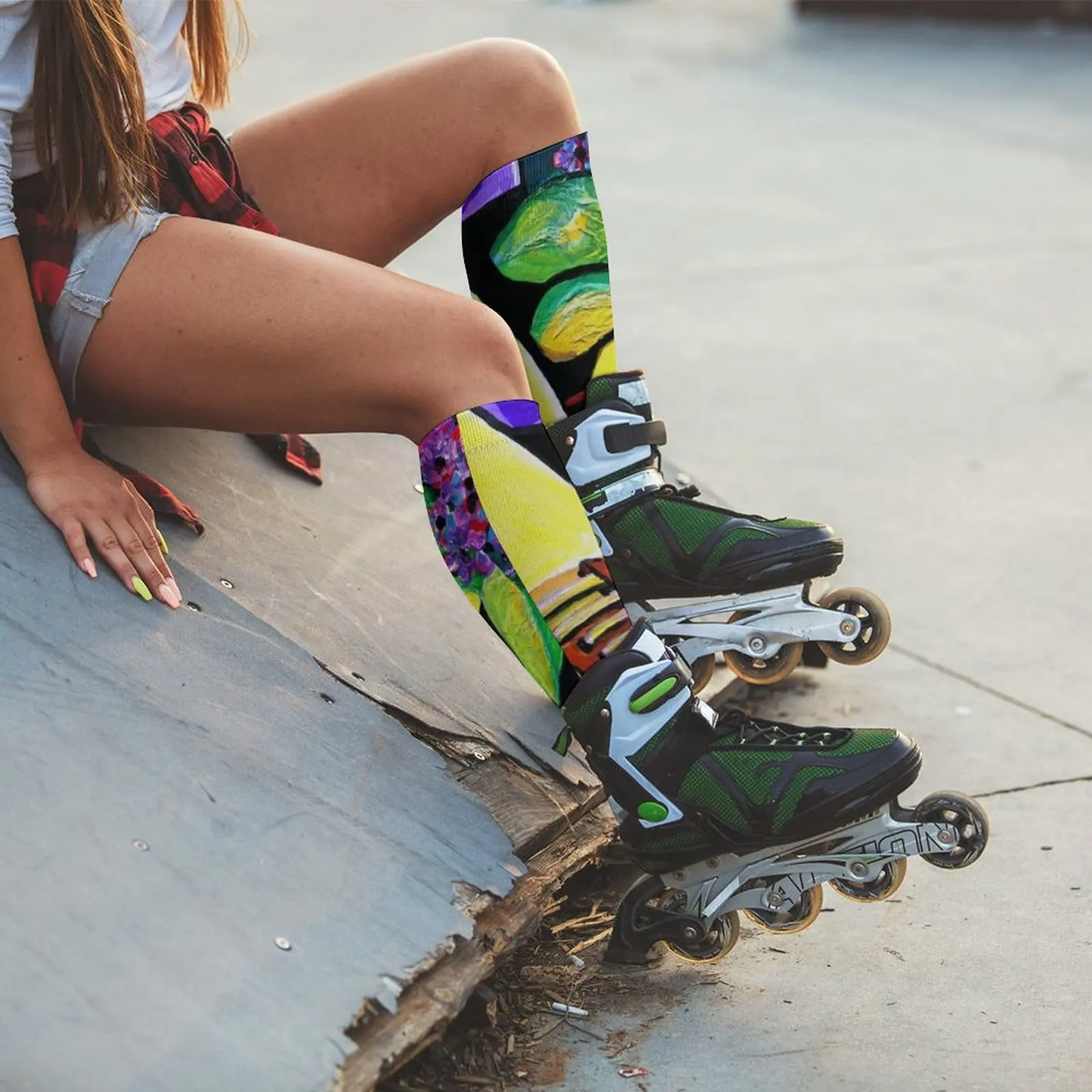 Ashanti Stool and African Violets Socks hiphop Women socks gym socks