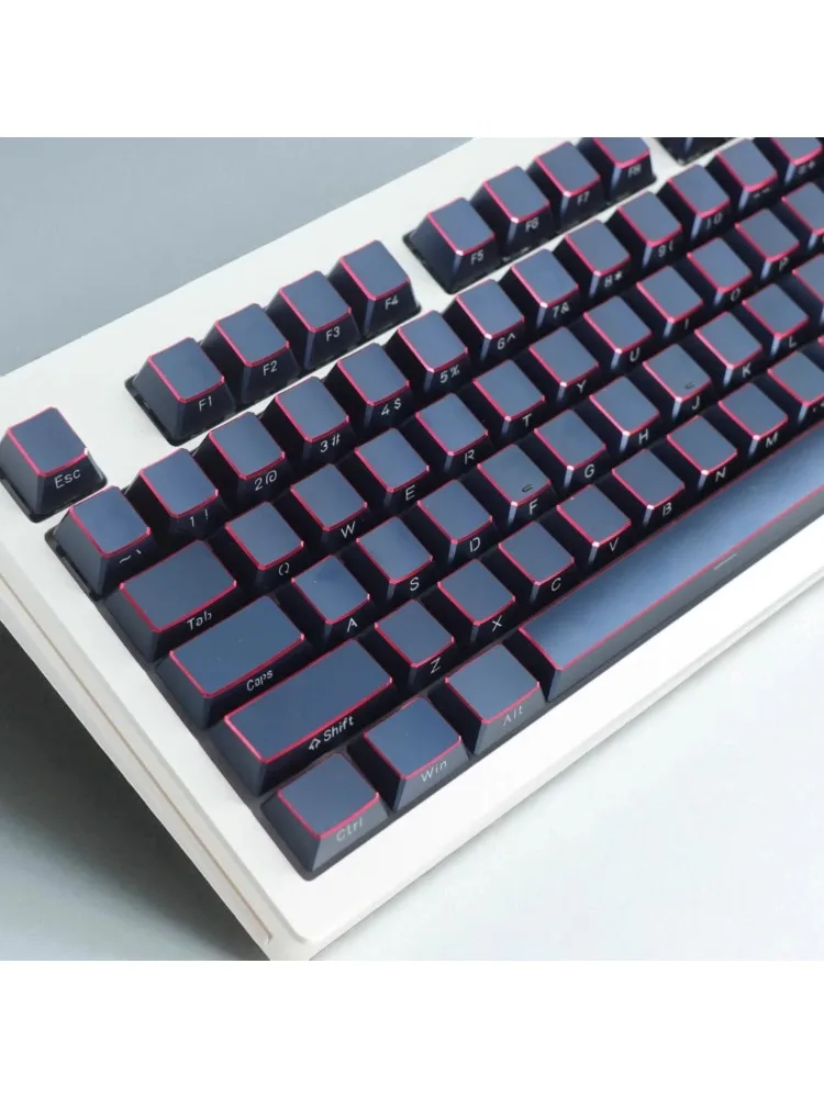 HiUM Tastenkappe aus Aluminiumlegierung, komplettes Set, seitliche Schnitzerei, Metall-Tastenkappen für 108/98/87//75/68/60 % mechanische Tastatur, Kirschgold-Tastenkappen