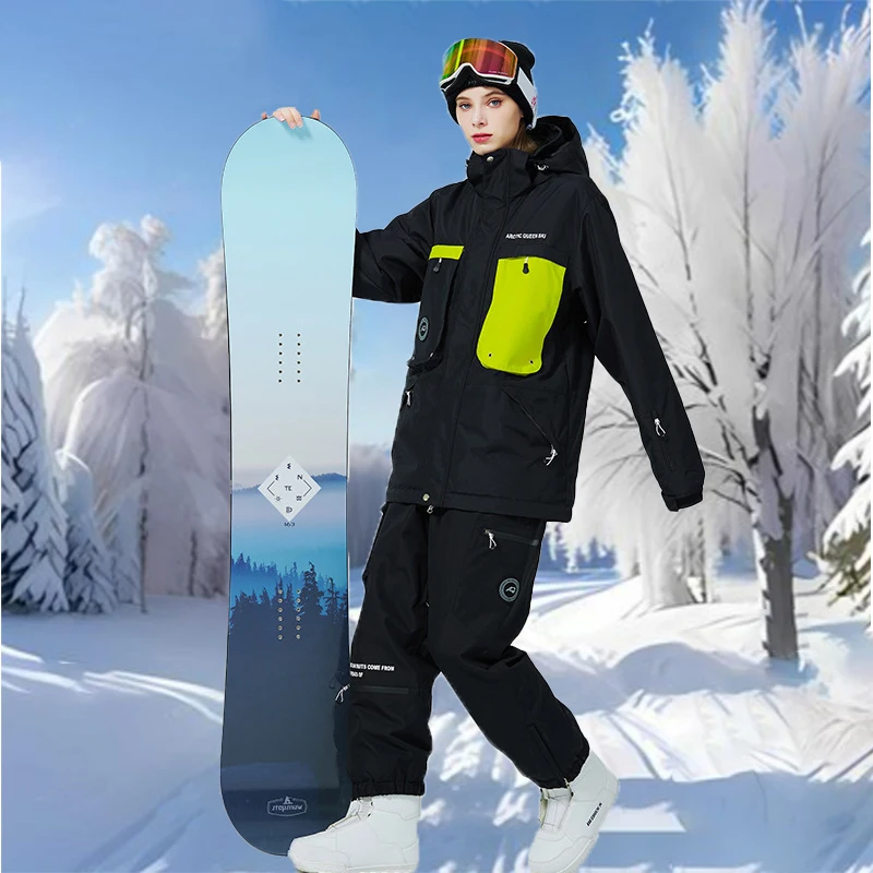 

Snow Suit Winter Outdoor Sports Wear Hoodie Waterproof Costume Skiing Jacket Pants Sets 2025 New Men Women Snowboarding Clothing