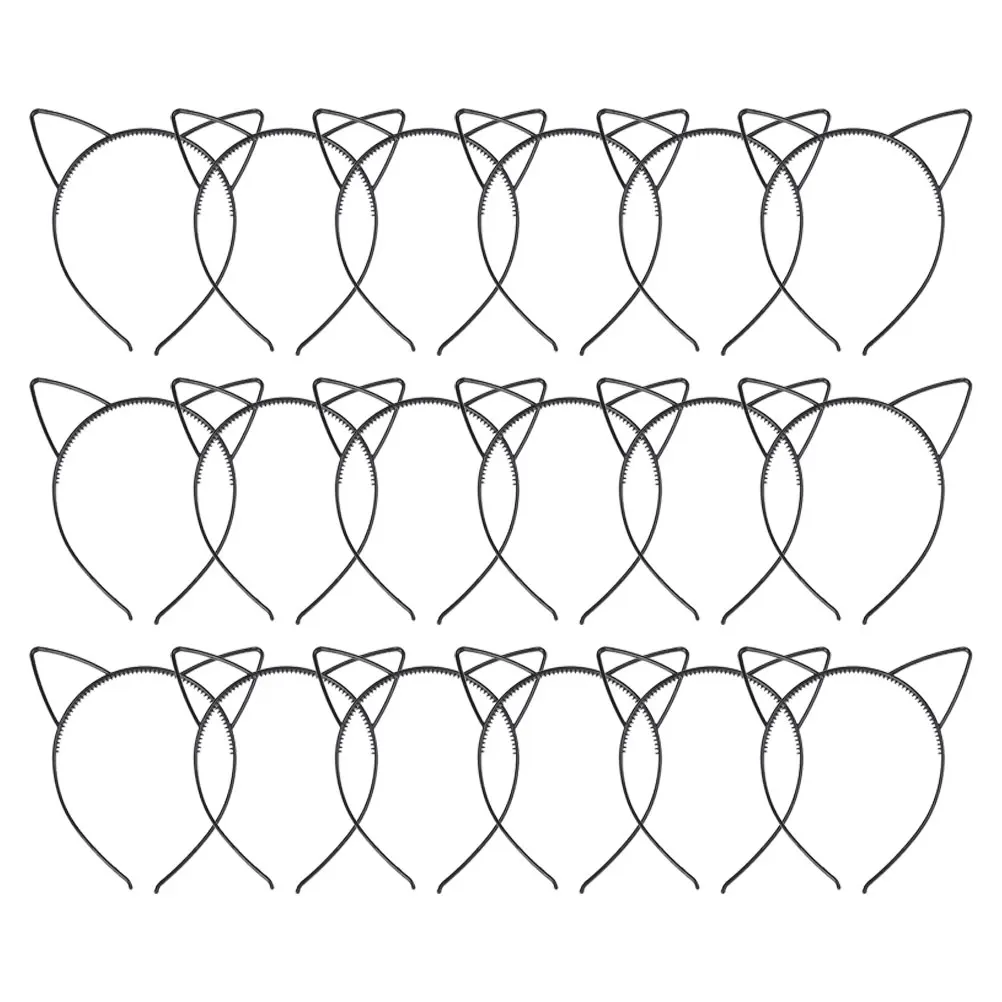 

18pcs Cat Ear Headband Plastic Lightweight Kids Girls Halloween Costume Party Supplies Adorable Hoops Cosplay Hairbands