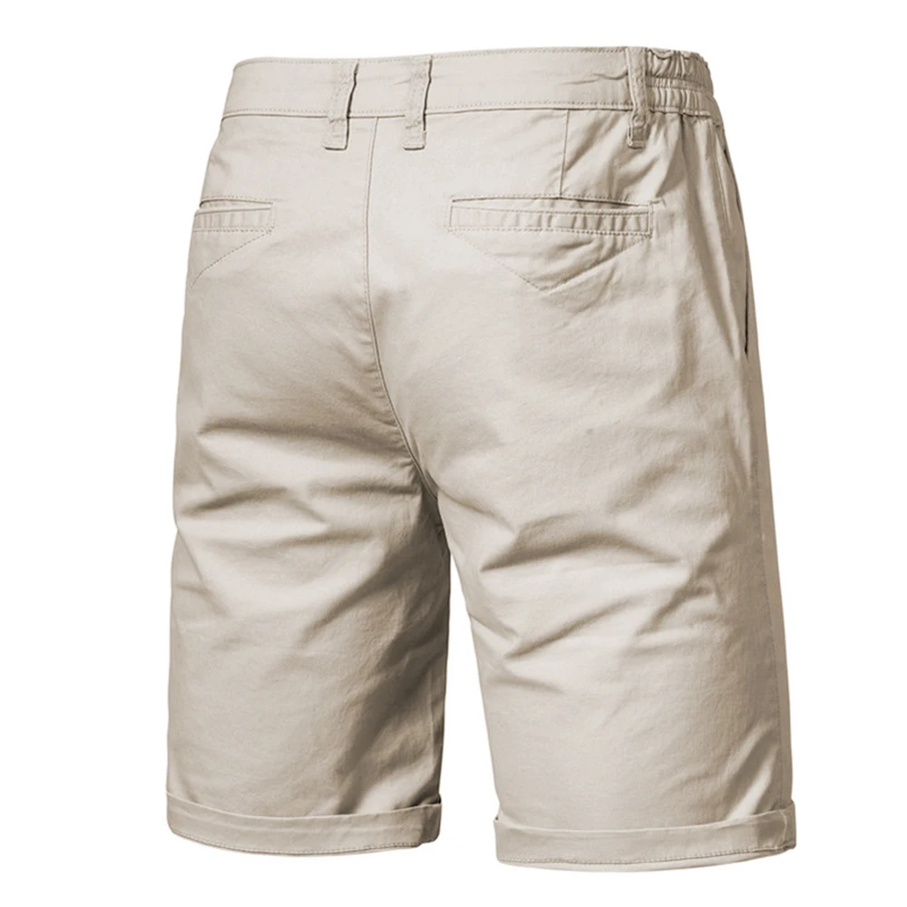 Short d'été 2024 coton pour hommes, couleur unie, taille élastique, pantalon court, haute qualité, décontracté, Business, Social, nouvelle collection 100%