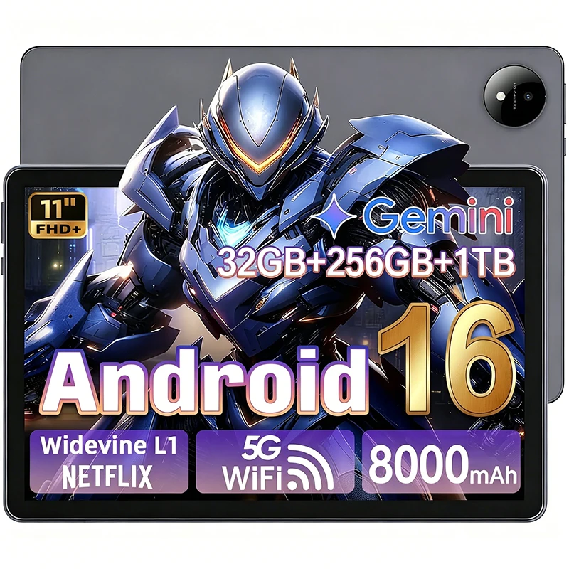 Aobante 10.95" Android 16 Tablet 32GB (8+24)RAM 256GB ROM 8000mAh Battery HD 1920x1200 IPS Display 8+16MP Dual Cameras WiFi BT