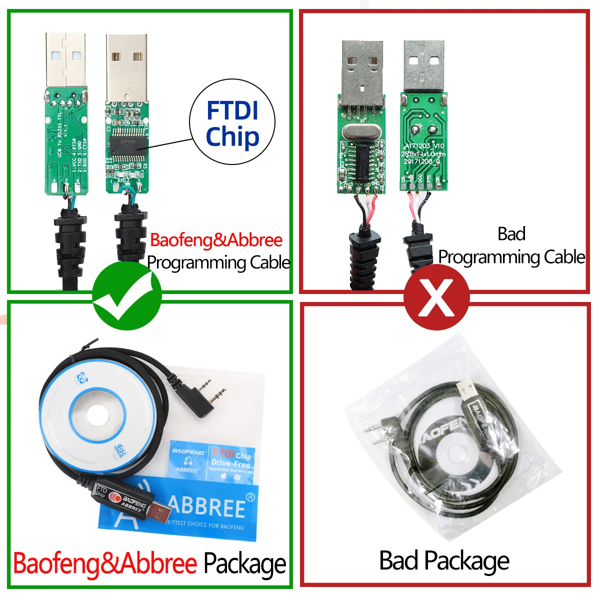 Baofeng FTDI USB Programming Cable With Driver CD 2 Pin K Plug For BF-888S UV-5R  UV-17 Pro 13 21 pro Handheld Ham Two Way Radio