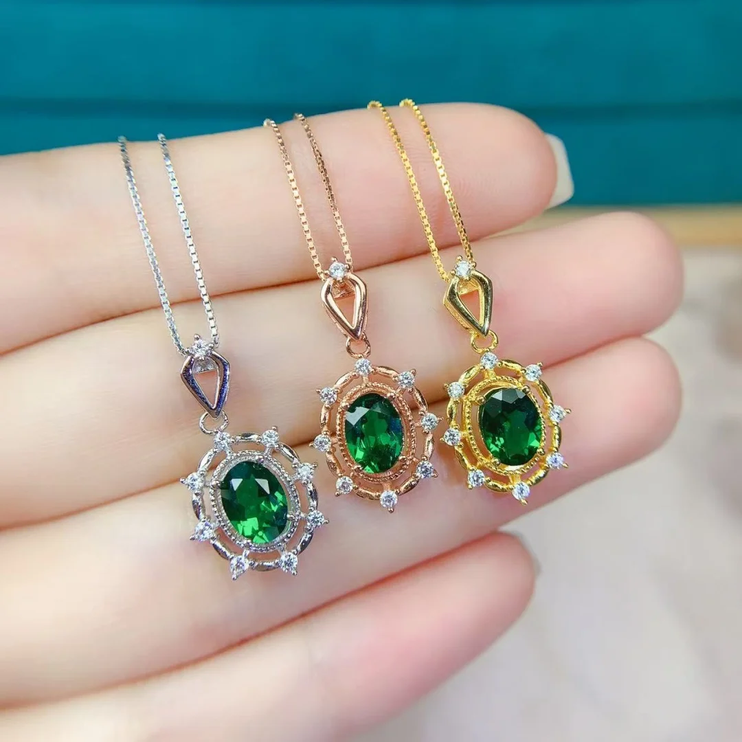 

Gorgeous Diopside Gemstone Necklace Premium S925 Sterling Silver Pendant Elegant Ladies Jewelry Sparkling Sophisticated Gift