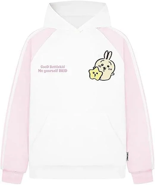 2027 Niedlicher Chiikawa Usagi Star Print Hoodie Raglanärmel Pullover Sweatshirt Langarm Freizeit-Kapuzenoberteil Familien-Partnerlook – Detail 2