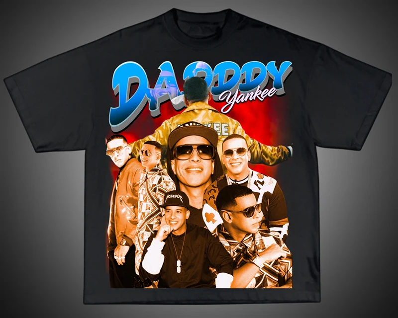 

Классическая хип-хоп футболка Daddy Yankee из хлопка, летняя, модная, с ретро-принтом, круглым вырезом, повседневная, для подростков