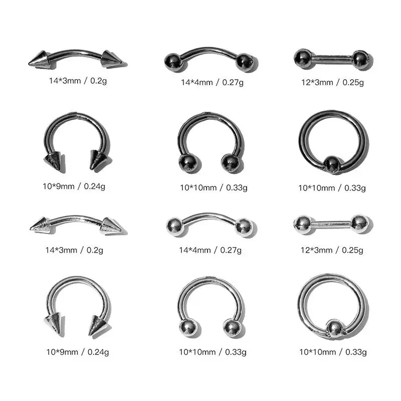 30/60 Pz/scatola In Metallo Retro Cerchio Unghie Art Charms 3D Stile Punk Nero Bianco Parti Del Chiodo Decorazione Del Chiodo Manicure Accessori