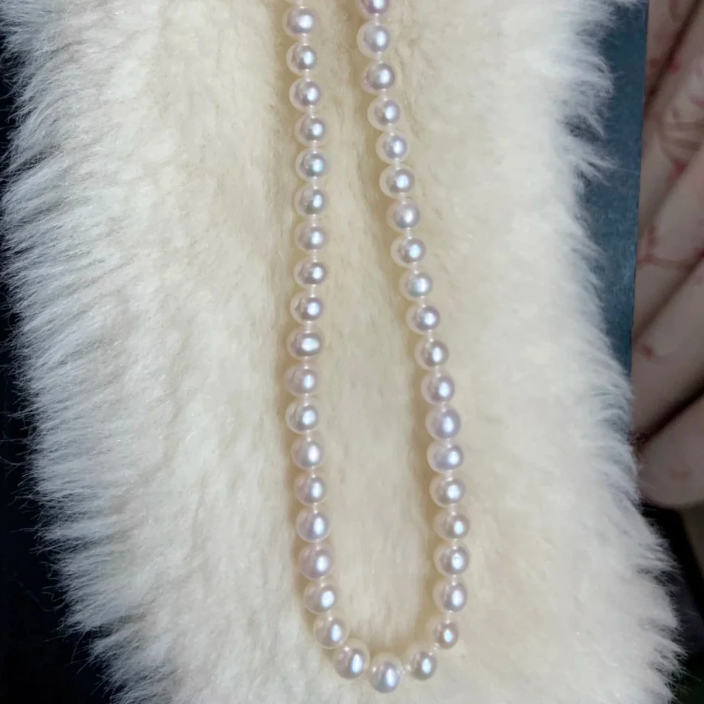 

6.5-7.5mm Natural Freshwater Pearl Nearly Round Beads Necklace Jewelry Make DIY Bracelets Earring Accessories Wholesale Women