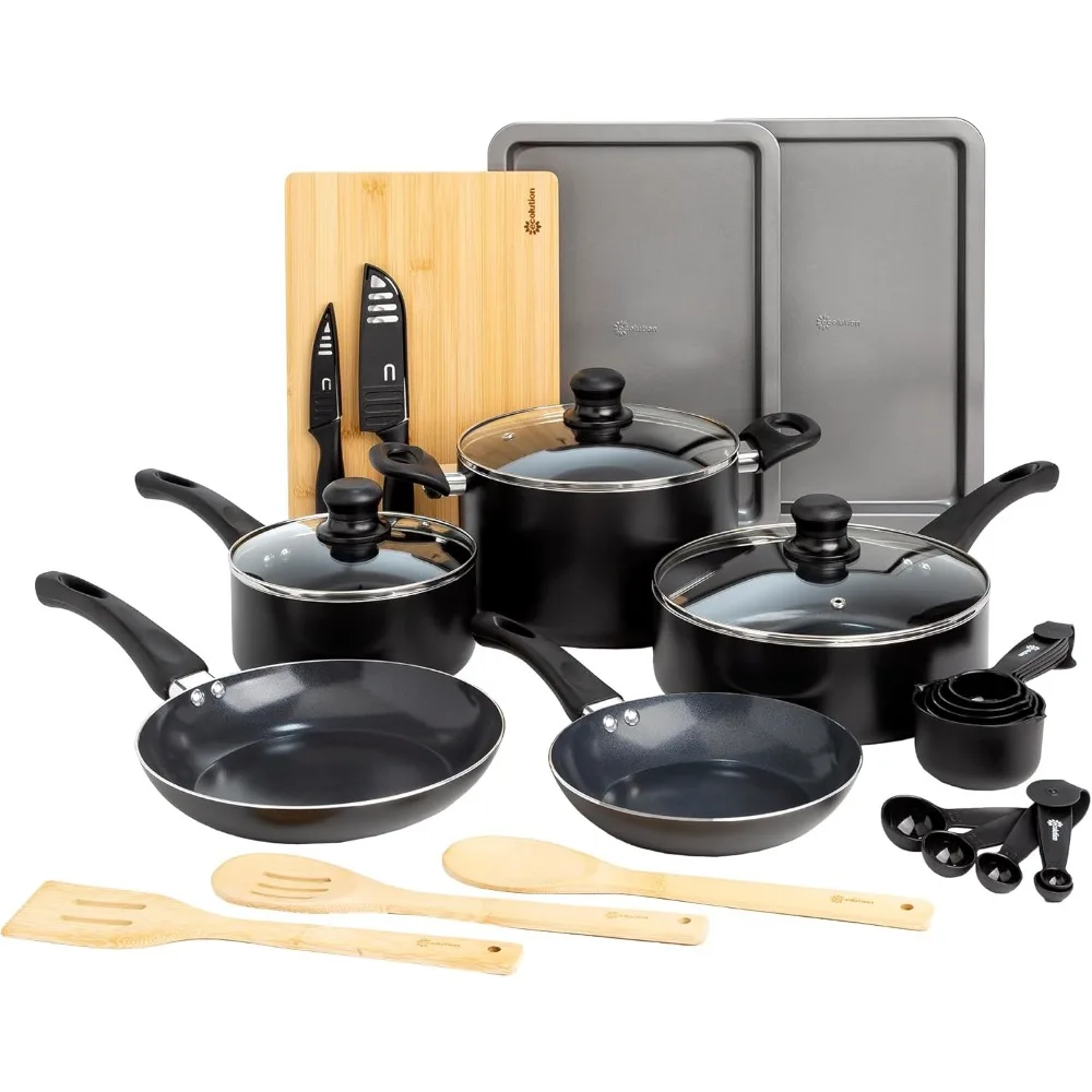 

Easy Clean Ceramic Nonstick Cookware Set, Dishwasher Safe Kitchen Pots and Pans Set