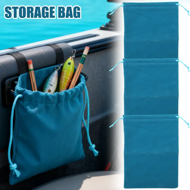 Multi-functional Fishing Tackle Fleece Storage Bag Portable Drawstring Fishing Wheel Protection Bag Fish Accessory Storage Bag