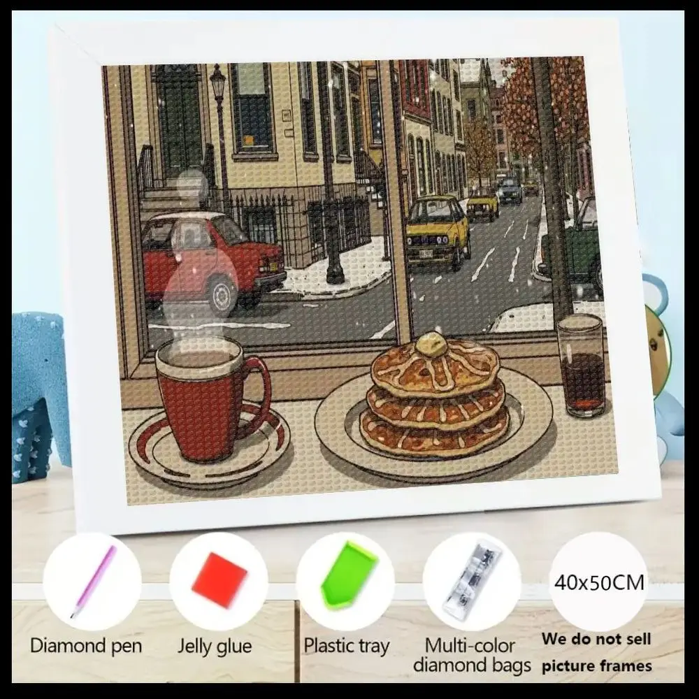 

Набор для алмазной вышивки 5D «Уютная домашняя сцена» 40x50 см с видом на окно, алмазная ручка, клей-желе, поддон, разноцветные стразы - Нет