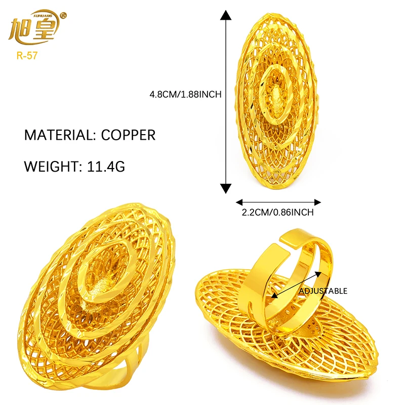 XUHUANG Dubai Gold Color Rings For Women Wedding Africa Bride Indian Fashion Hawaiian Jewelry Party Gifts New Style