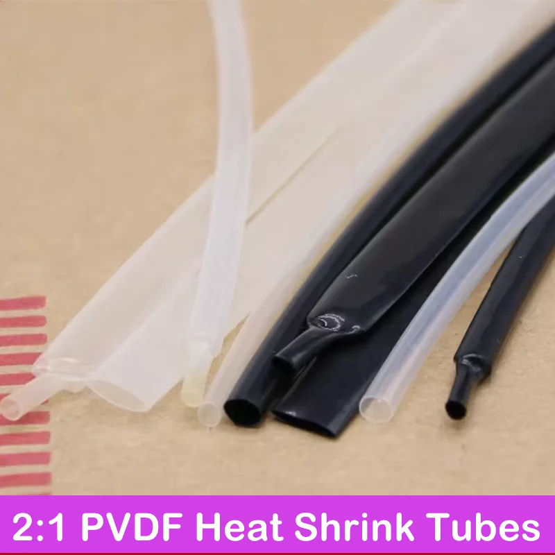 

PVDF Heat Shrink Tubing ID 0.8 1.2 1.6 2.4 3.2 6.4 8 9.5 12.7 15.4 19.1 25.4mm 2:1 Semi-hard 600V High Temperature Cable Sleeve