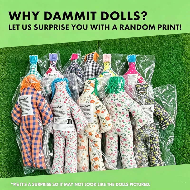 Dammit Doll Random Color Stress Relief Doll Funny Gag Gift Vent Squeeze Fidget Toy Handmade Plush Doll for Adult Anxiety Relief