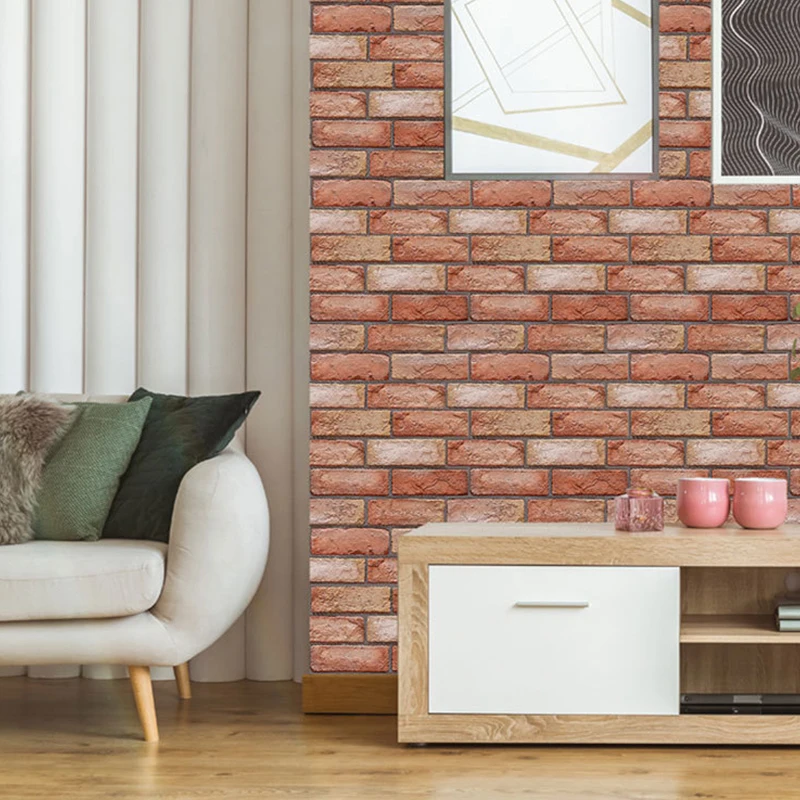 

10Pcs Self Adhesive Wall Tile Waterproof 3D Wall Panels Peel And Stick Wallpaper Rustic Living Room Background Decor Sticker