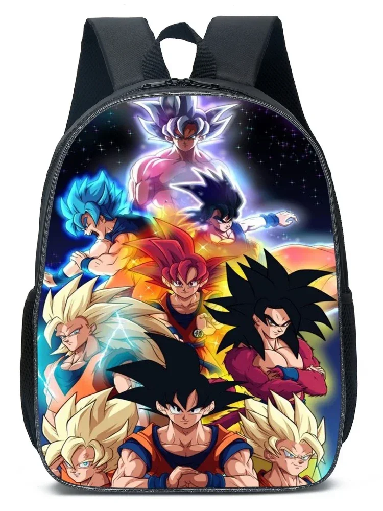 Dragon Ball Z Anime Character New Backpack Cartoon Super Saiyan Wukong Student 3-piece Set Book Bag, Meal Box, Pen Bag