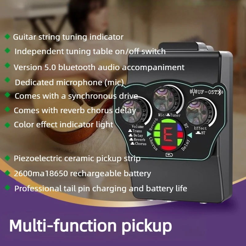 Acoustic Guitar Pickup Shock Bluetooth Tuner Pickup Accompaniment Resonance Equalizer Guitars Acoustic Musical Instruments Parts