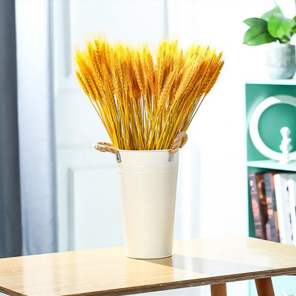100 Pcs 50cm-60cm Artificial Wheat Ear With Stem Realistic Wedding Photo Props Indoor Home Office Garden Decor Faux Plant Kit