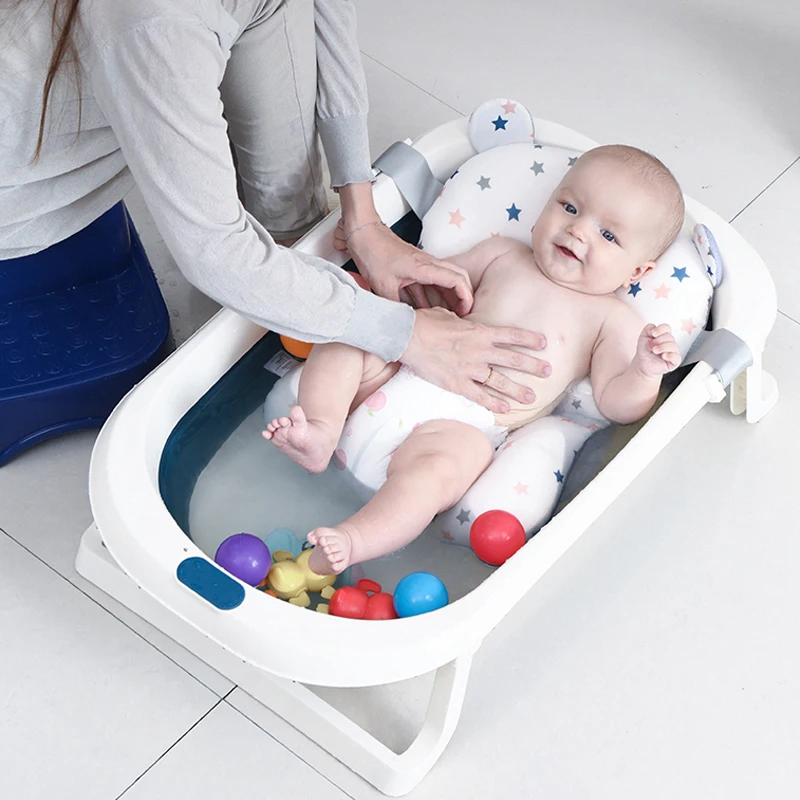 Large Folding Baby Bath Tub Portable Bath Bucket Anti-Slip Bottom Newborn Baby Swim Tubs Portable Children Non-Slip Kids Bathtub