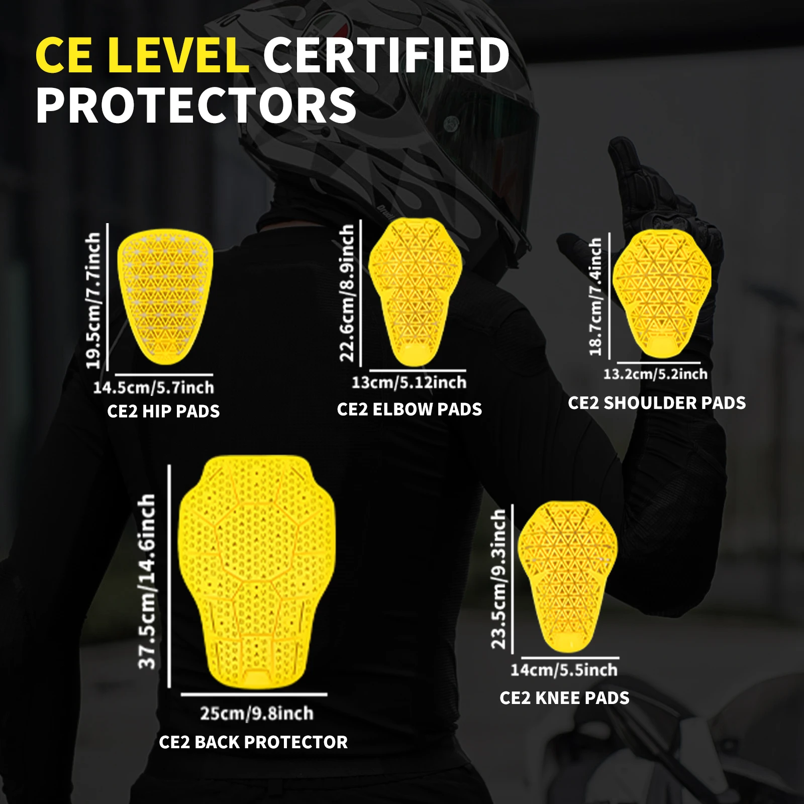 WOSAWE CE nivel 2 almohadilla de protección corporal para motocicleta Universal Motocross Racing inserto de seguridad armadura Protector de espalda equipo de motocicleta