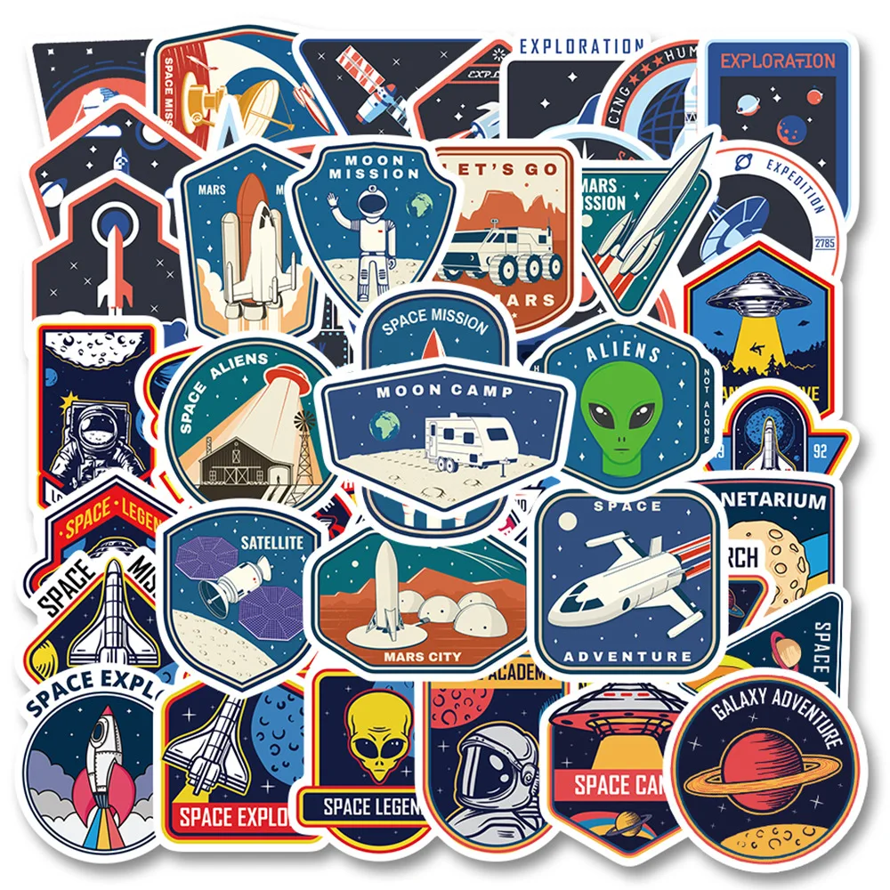 10/25/50pcs Spacecraft Outer Space Graffiti Stickers Astronaut for Phone Suitcase Guitar Laptop Car Skateboard Scrapbooking