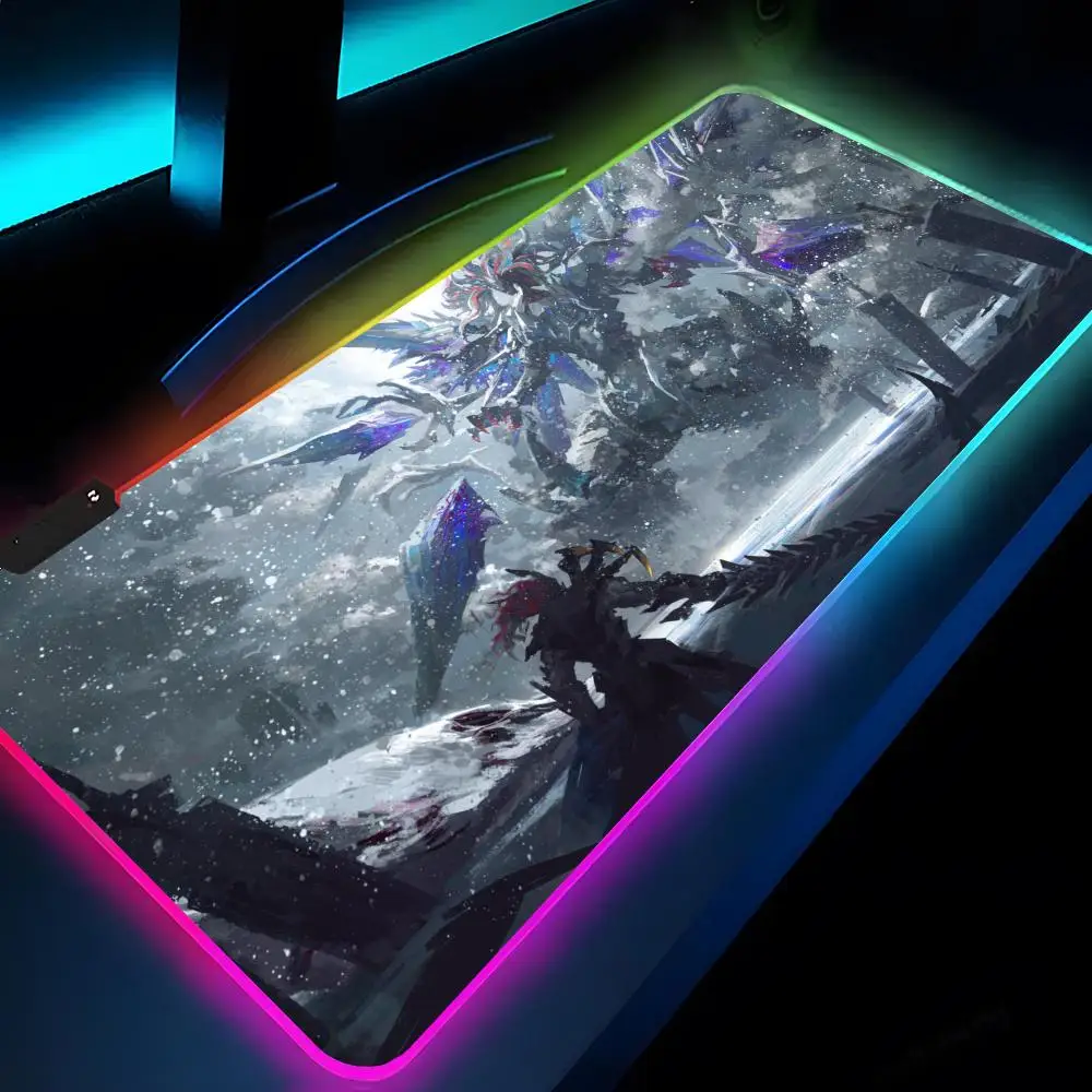 遊戯王ゲーミングマウスパッド-rgb-xxl-ラップトップマットゲーミングマウスパッドバックライト付きキーボードゲーマーガールテーブルパッドデスク