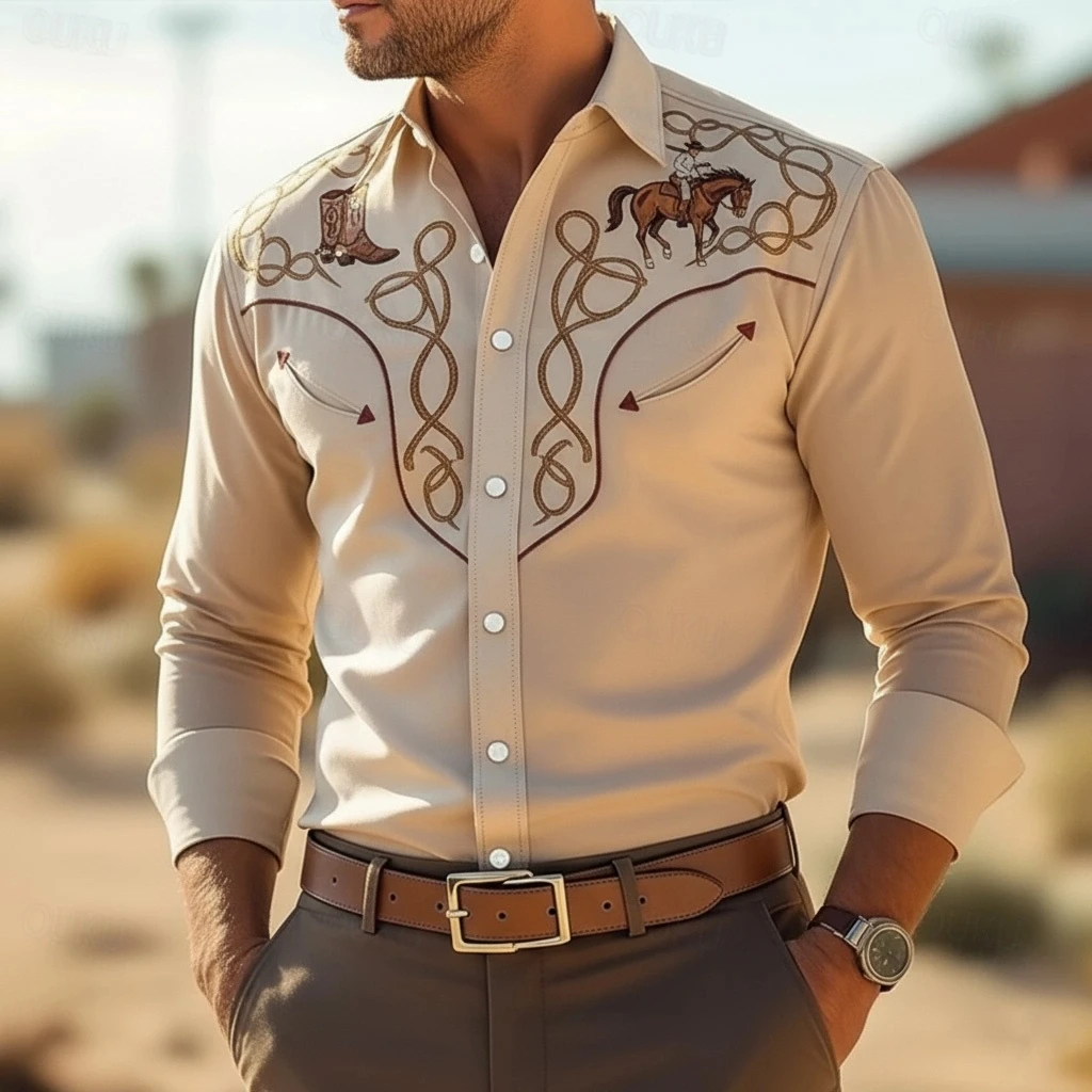 Fashionable 3D printed art pattern men's long sleeved shirt, high-quality men's shirt, street outdoor men's shirt