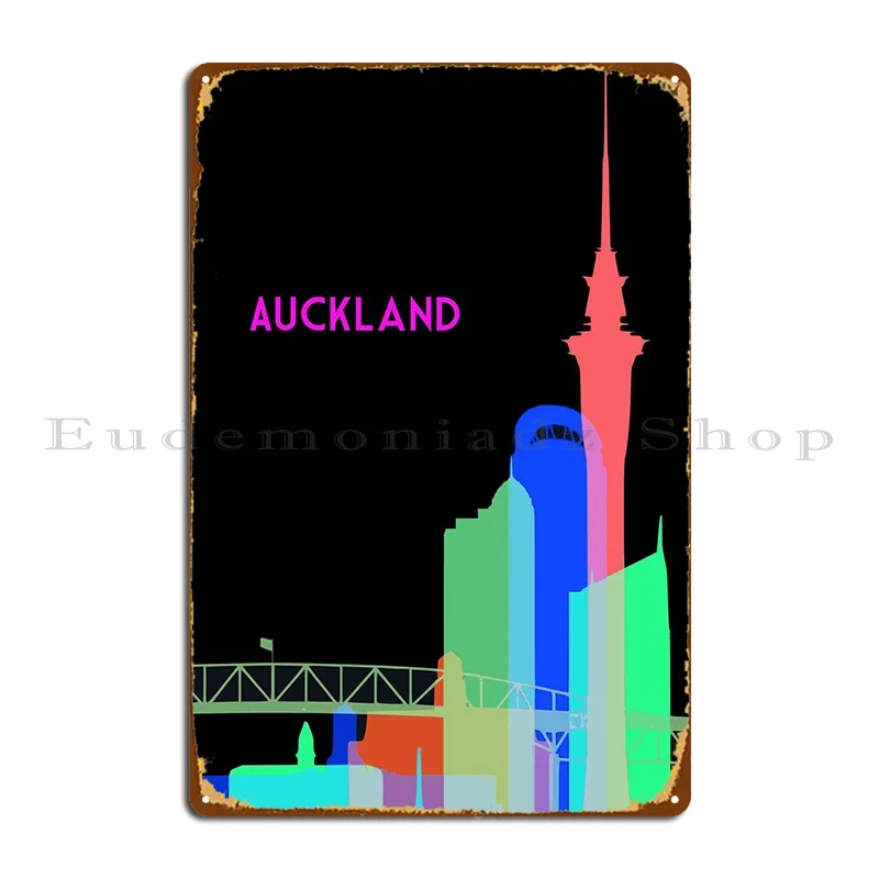 Auckland Black Light Metal Plaque Poster Home Bar Cave Wall Decor Customized Club Tin Sign Poster