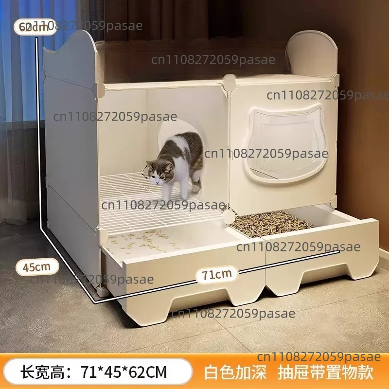 Cat litter cabinet, corridor-style cat litter box, oversized anti-splash semi-enclosed cat toilet