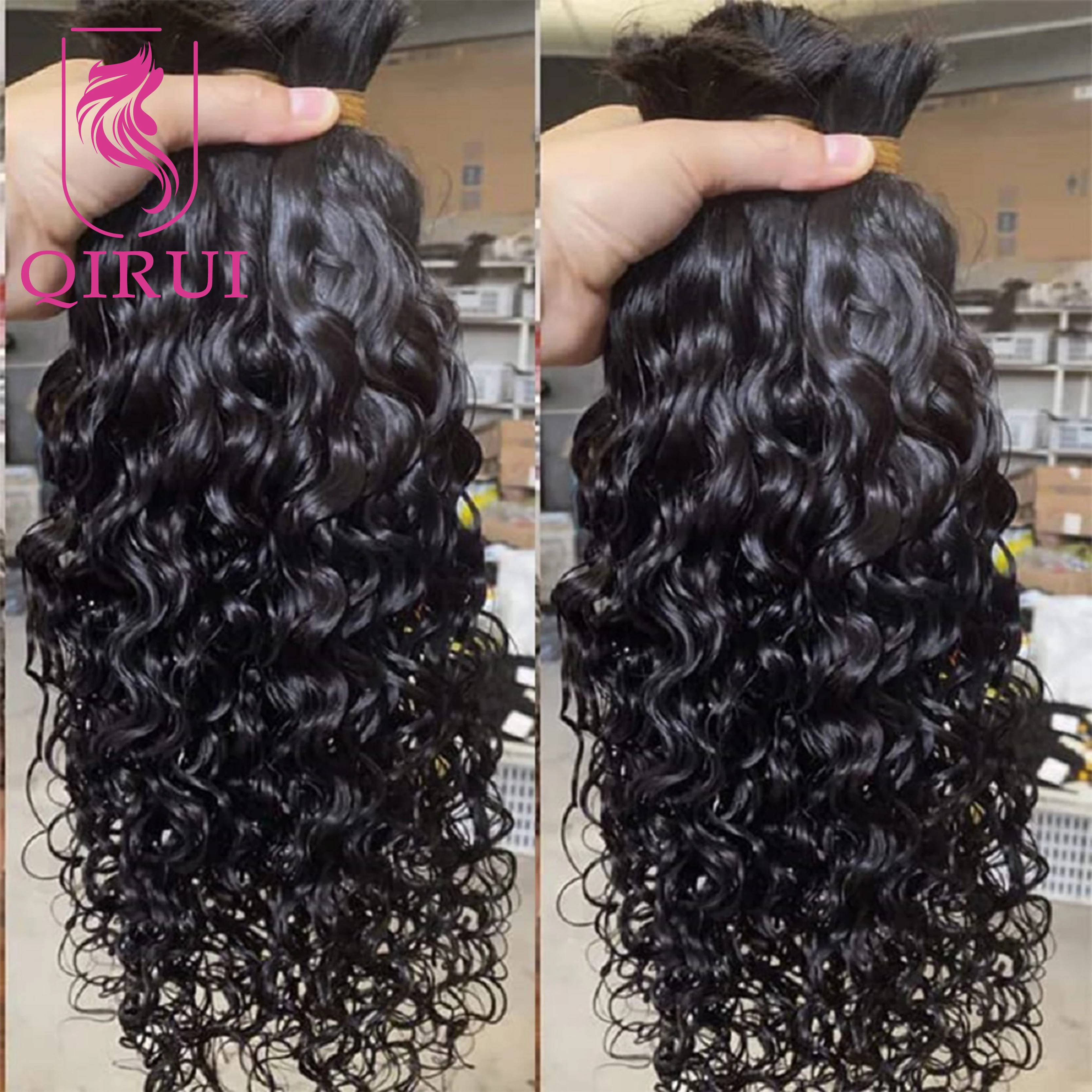 

Bulk Human Hair For Braiding Wholesale Burmese Boho Braids Human Hair Extensions No Weft Double Drawn Water Wave Hair Bundles