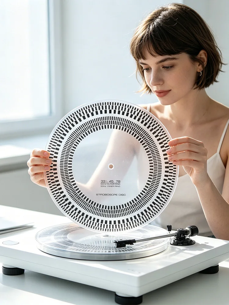Turntable Strobe Disc 11.81 in X 3mm Calibration Strobe Disc Double Sided 33/45/78 RPM for Record Player Testing Speeds