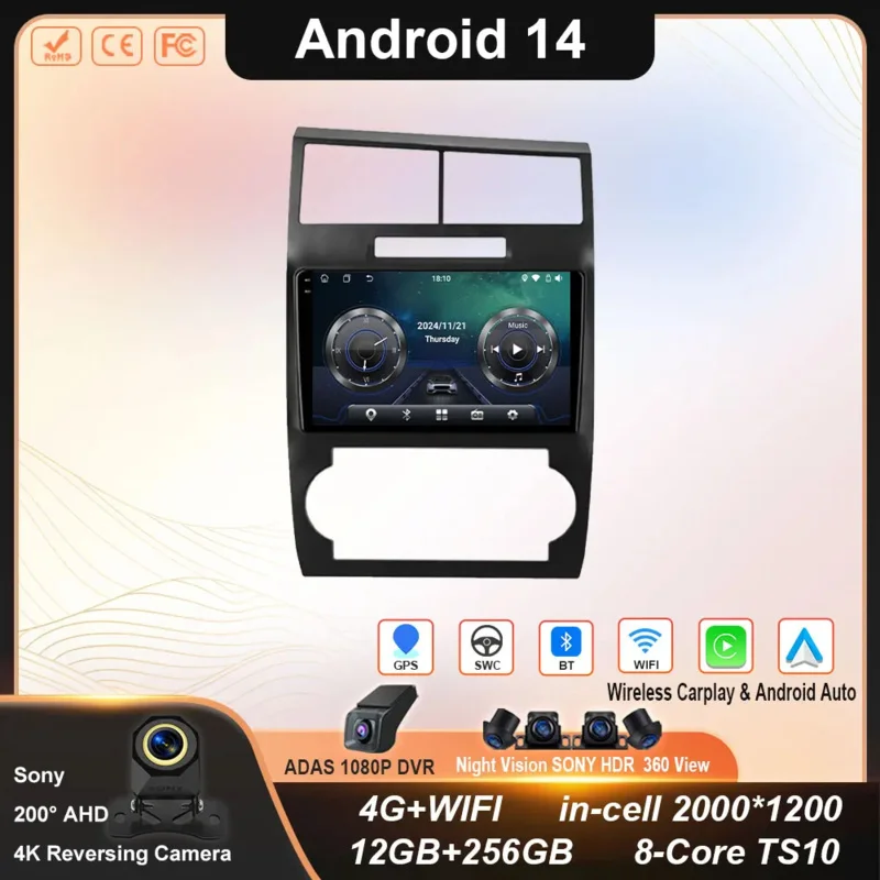 

Car Radio Carplay For Dodge Charger LX 2005-2010 For Dodge Magnum 2 2003-2007 Navigation GPS Android Auto Stereo 4G Wifi No 2din