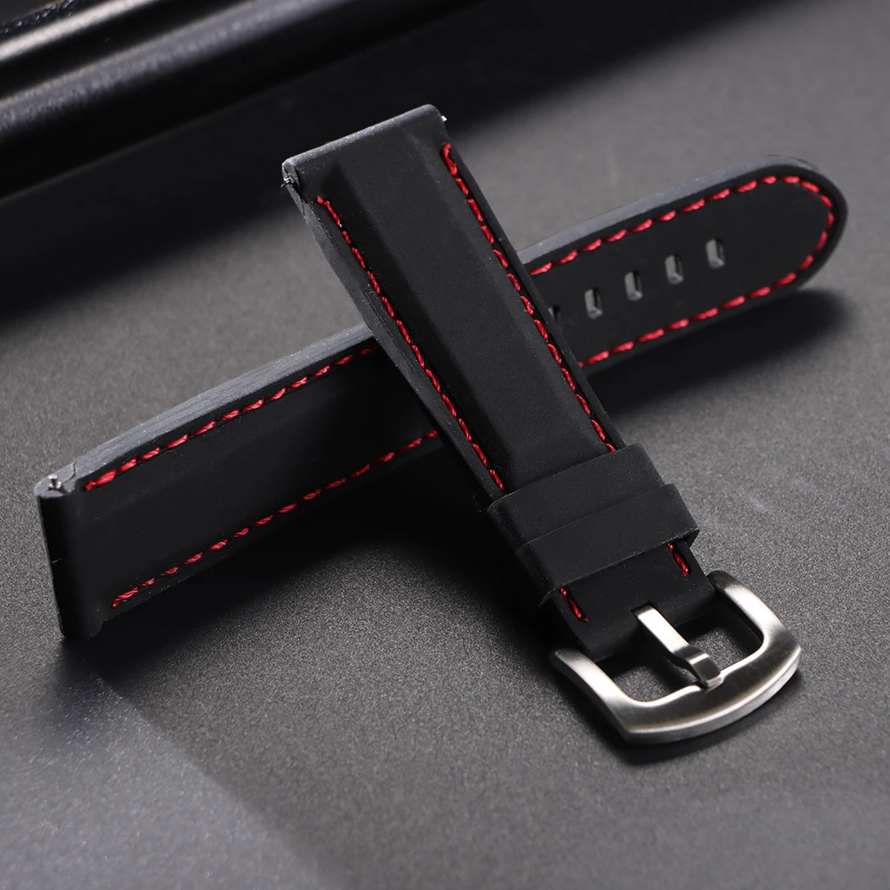 Силиконовый ремешок для часов 18 мм, 20 мм, 22 мм, 24 мм для Seiko, Huawei Watch GT5/4/3/2, ремешок для часов, водонепроницаемый браслет, быстросъемный ремешок