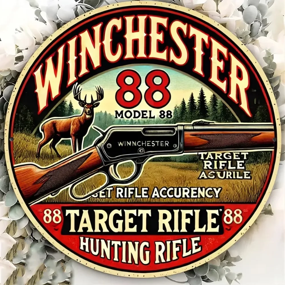 Winchester-Modell-Vintage-Wandkunstschild: Ein Metallschild mit Retro-Design, perfekt zum Dekorieren von Häusern und Jagdräumen – einfach aufzuhängen