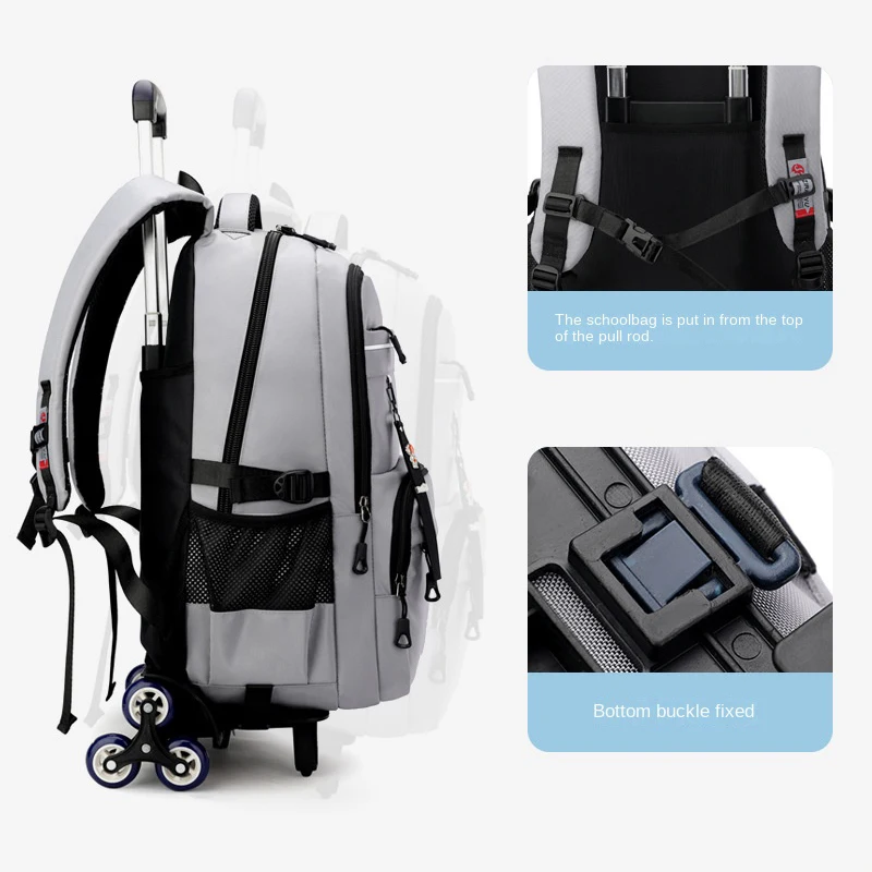 Children School bag with Wheels Students Backpacks For Boy Kids Trolley Bag Schoolbag Rolling Wheeled Backpack Travel Book Bag