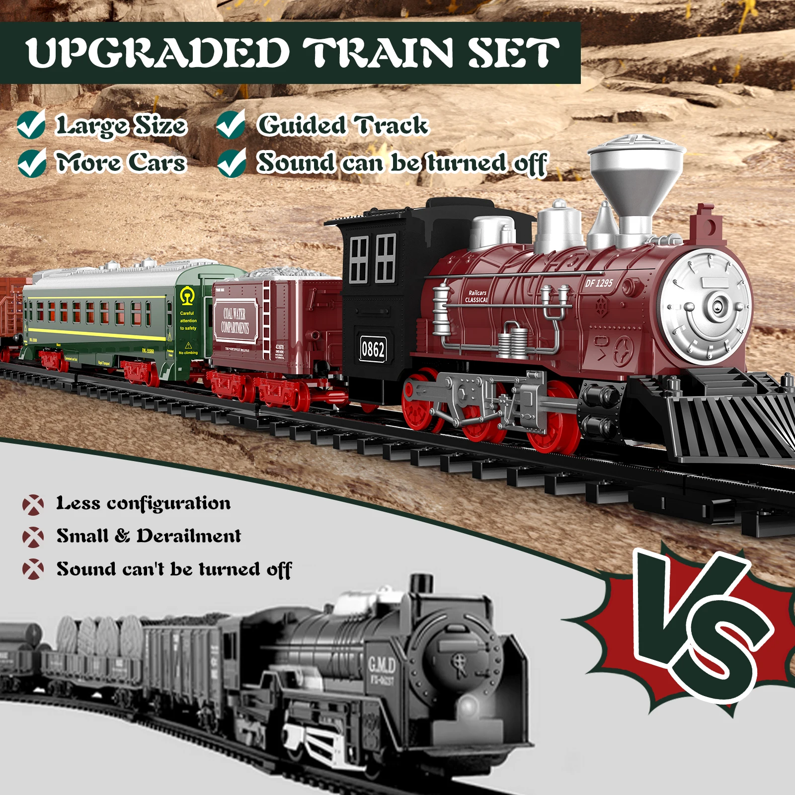 クリスマスツリー列車セット - 3歳以上のお子様向けのライトとサウンド付きの列車のおもちゃ、子供へのクリスマスプレゼント