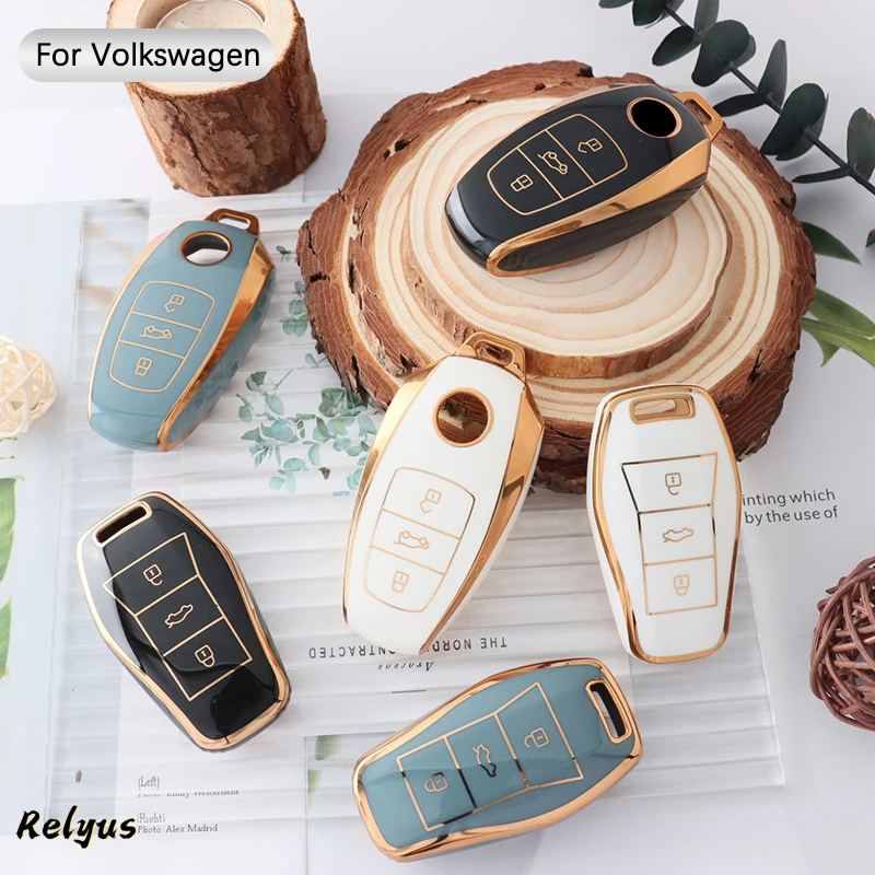 Fashion Soft TPU Car Remote Key Cover Case Protection Shell For VW Volkswagen Touareg 2017 2018 2019 2020 2021 Car Accessories