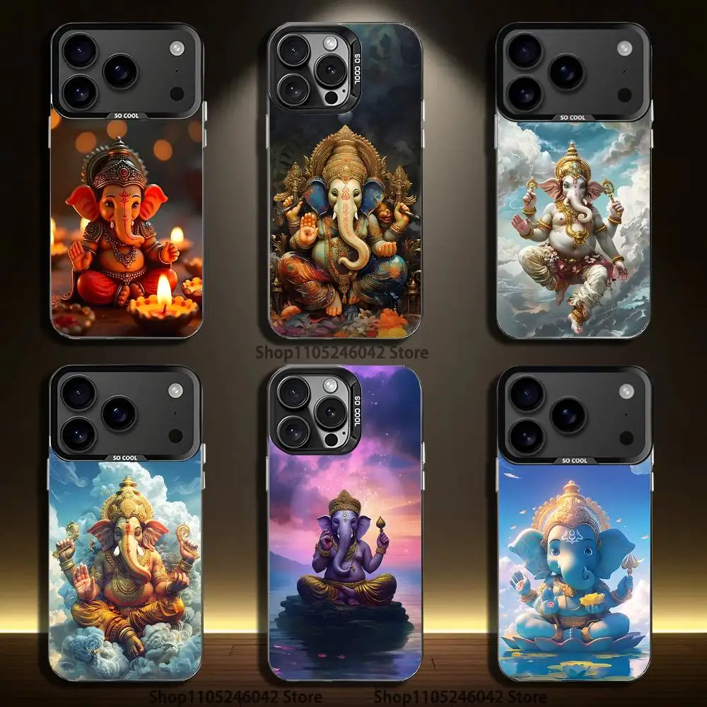 Ganesh Elephant God For iPhone 18,17,16,15,14,13,12,Pro,MAX Black Candy Matte Cover