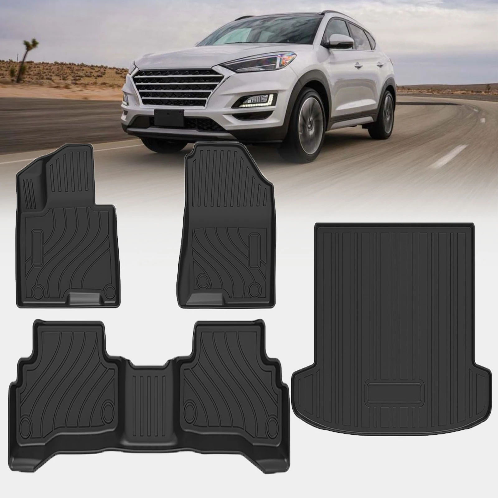 

Автомобильные коврики TPE для Hyundai Tucson Hybrid 2023-2026 (не для праворульных авто) водонепроницаемые, 3D, идеально подходящие, без запаха, легко чистятся