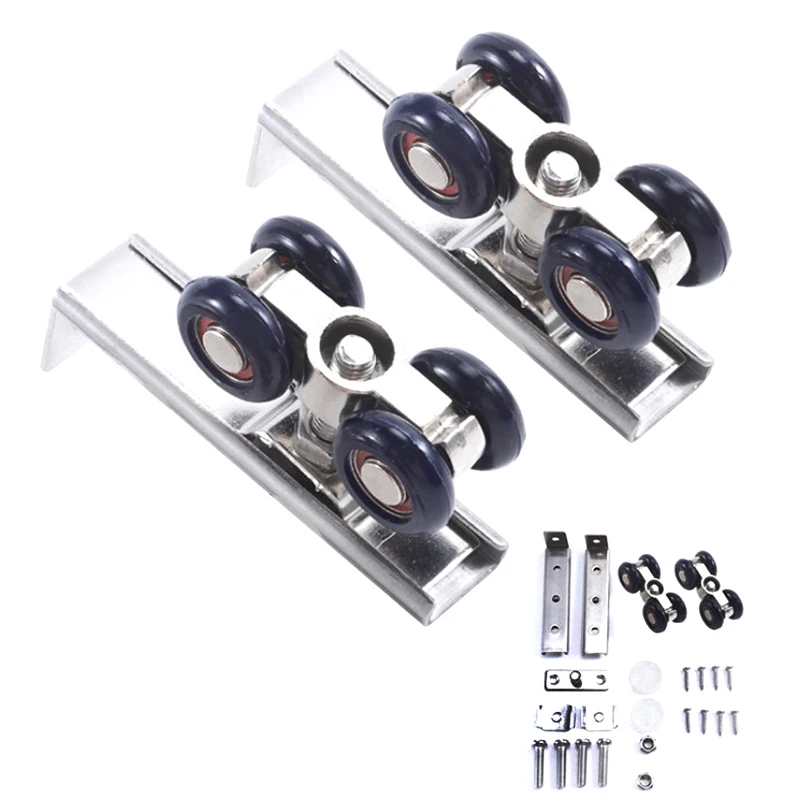 Z. Sliding Door Roller Hardware Slide Doors Pulley 4 Wheels Home Room Wood Door Hanging Wheels Rail Track Pulley