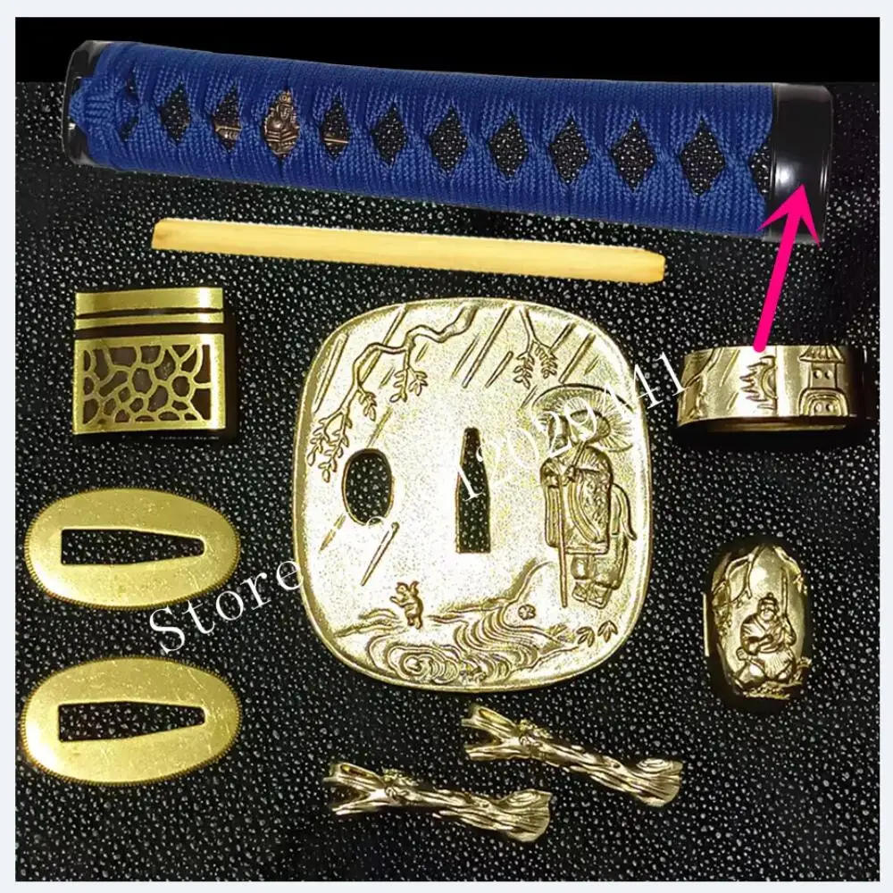 A Set Copper Hand Guard/Tsuba+Menuki+Fuchi+Kashira For Japanese Samurai Katana/Wakizashi/Tanto DIY Sword Handle Fittings