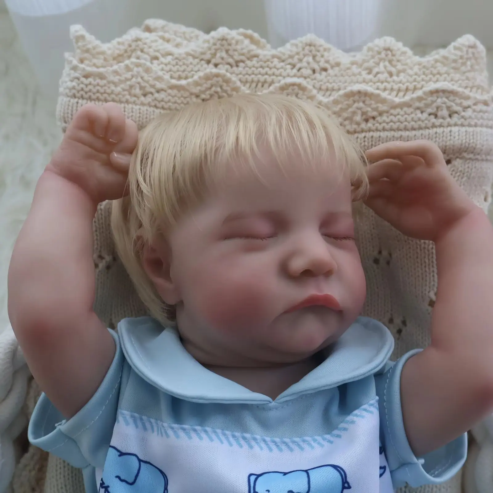 17 Inch Soft Or Full Body Silicone Vinyl Reborn Levi Awake Open  Newborn Doll 3D Skin Tone Christmas Gift